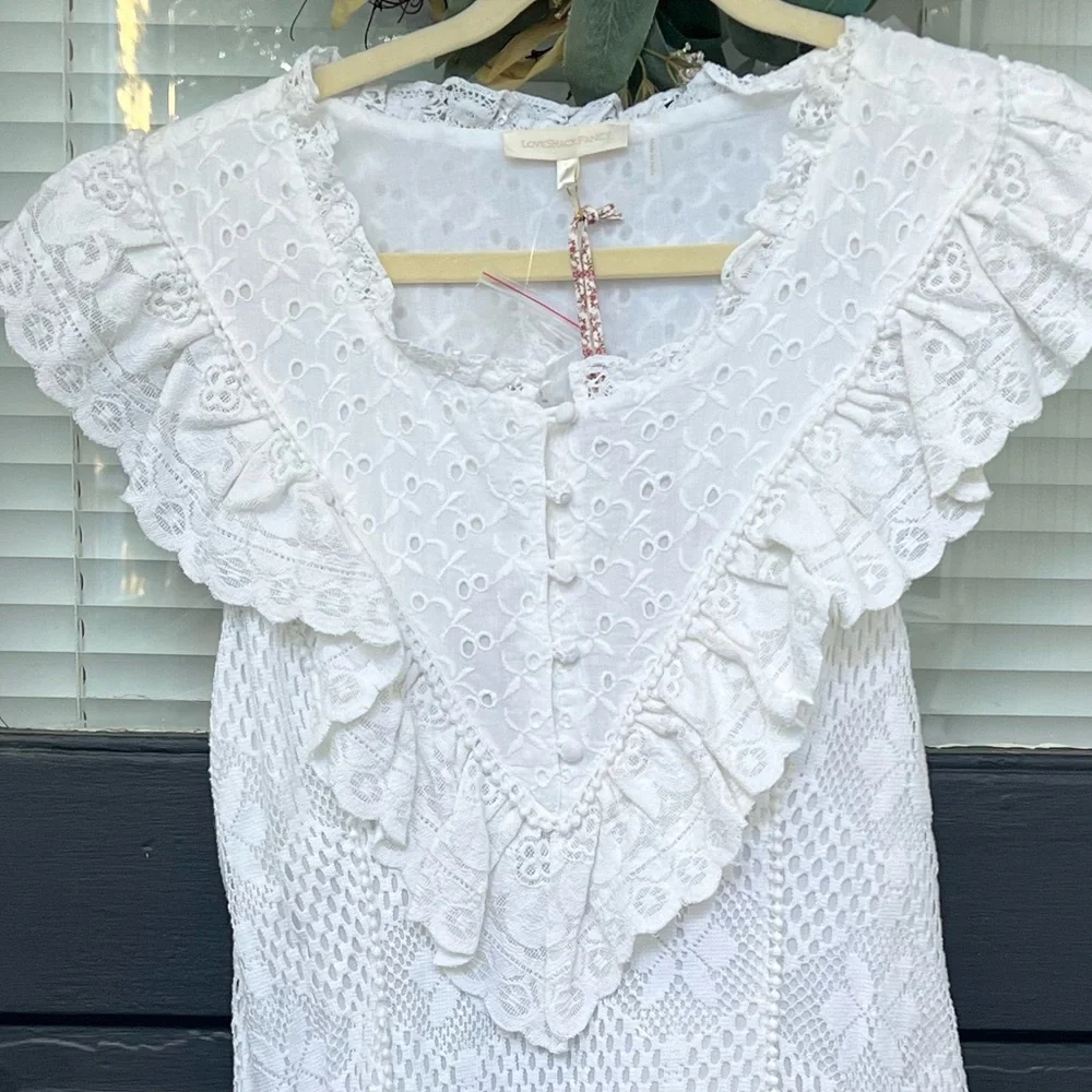 NWT LoveShackFancy Lunetta Dress White - Size 8 - Picture 2 of 2